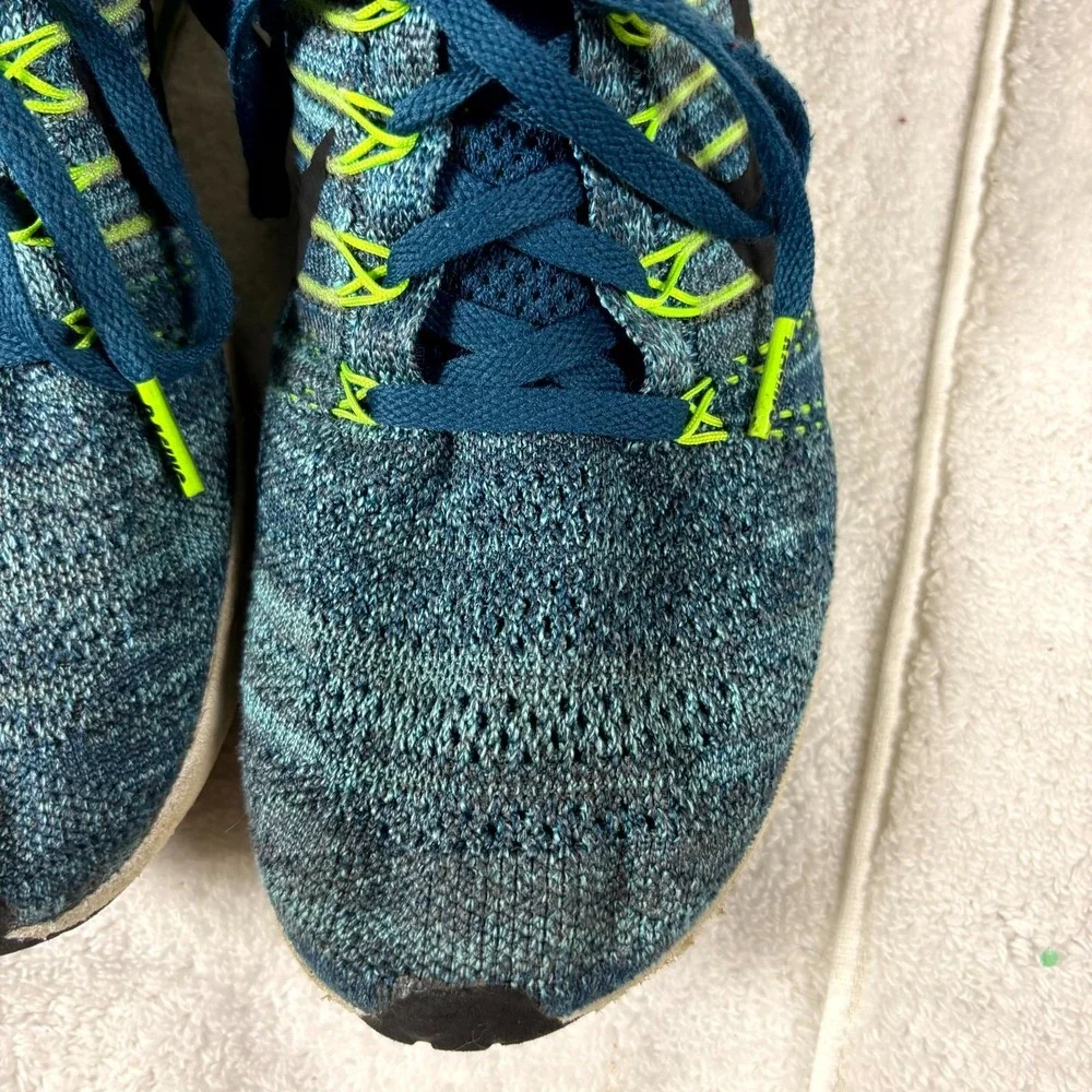 Nike Zoom Flyknit Streak 835994-400 Mens US 9.5 Shoes Blue‎ Black Green Sneakers